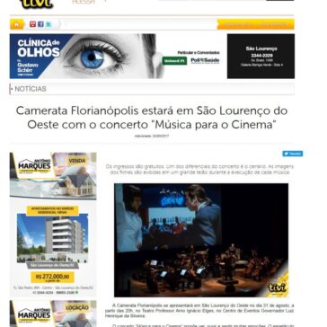 Camerata Florianópolis estará em São Lourenço do Oeste com o concerto “Música para o Cinema” – Tivinet