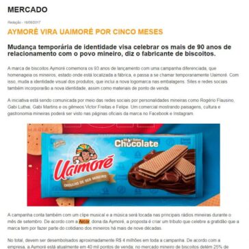 AYMORÉ VIRA UAIMORÉ POR CINCO MESES – MEU CARDÁPIO