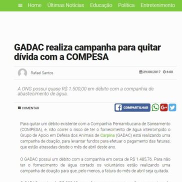 GADAC realiza campanha para quitar dívida com a COMPESA – Giro Mata Norte