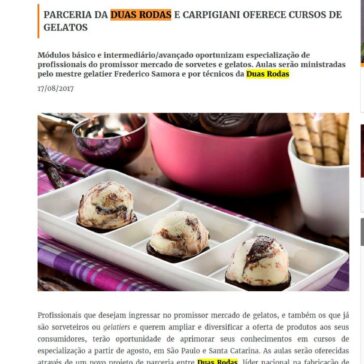 Parceria da Duas Rodas e Carpigiani oferece cursos de Gelatos – Food Magazine