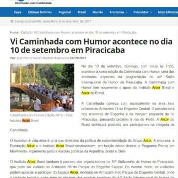 Vi Caminhada com Humor acontece no dia 10 de setembro em Piracicaba – Campo Grande Notícias
