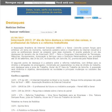 Intermach 2017: 3° dia da feira destaca a internet das coisas, o profissional do futuro e a reforma trabalhista – Feiras do Brasil