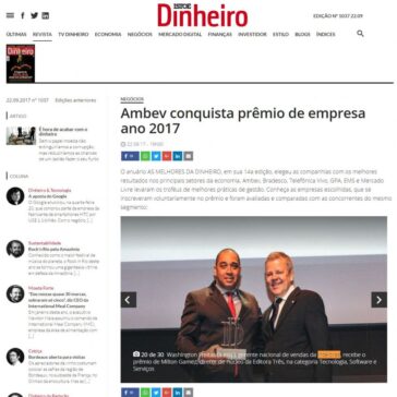 Ambev conquista prêmio de empresa ano 2017 – Isto É Dinheiro (On-line)