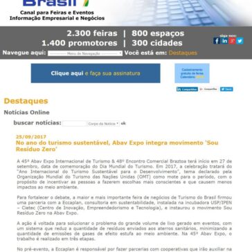 No ano do turismo sustentável, Abav Expo integra movimento “Sou Resíduo Zero” – Feiras do Brasil