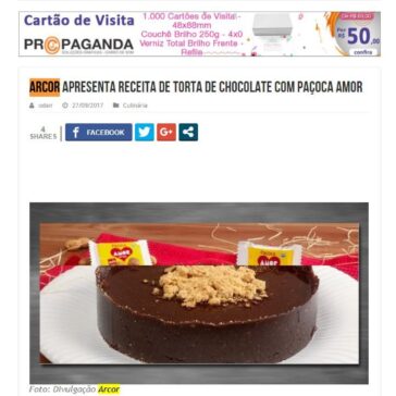 Arcor apresenta receita de Torta de Chocolate com Paçoca Amor – ABC Agora