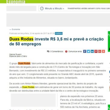 Duas Rodas investe R$ 3,5 mi e prevê a criação de 50 empregos – Diário do Grande ABC (Online)