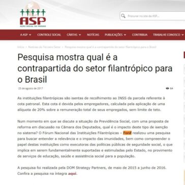 Pesquisa mostra qual é a contrapartida do setor filantrópico para o Brasil – ASP