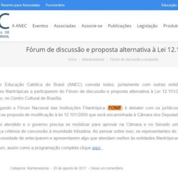 Fórum de discussão e proposta alternativa à Lei 12.101/2009 – ANEC