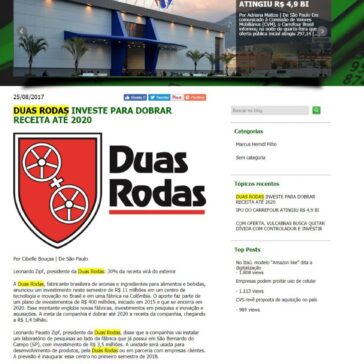 DUAS RODAS INVESTE PARA DOBRAR RECEITA ATÉ 2020
