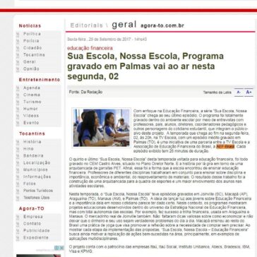 Sua Escola, Nossa Escola, Programa gravado em Palmas vai ao ar nesta segunda, 02 – Agora Tô