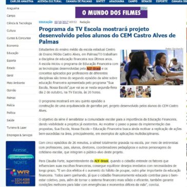 Programa da TV Escola mostrará projeto desenvolvido pelos alunos do CEM Castro Alves de Palmas – Conexão Tocantins