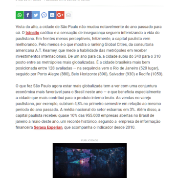São Paulo ficou mais globalizada no último ano, mostra ranking – Exame
