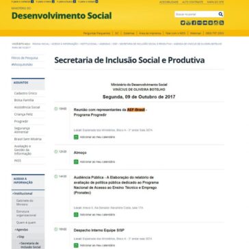 Agenda de Vinícius de Oliveira Botelho para 09/10/2017 – Desenvolvimento Social