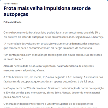 Frota mais velha impulsiona setor de autopeças – Investe São Paulo