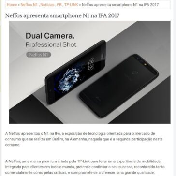 Neffos apresenta smartphone N1 na IFA 2017 – Apps Androide