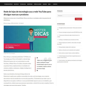 Rede de lojas de tecnologia usa a rede YouTube para divulgar marcas e produtos – Negócios em Foco
