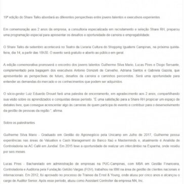 Share RH comemora 2 anos e trás reflexão sobre o mercado de trabalho – SEGS