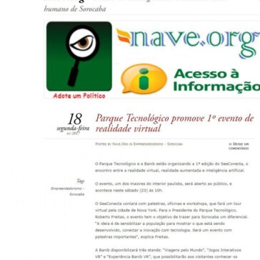 Parque Tecnológico promove 1° evento de realidade virtual – Nave.org