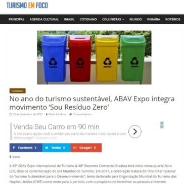 No ano do turismo sustentável, ABAV Expo integra movimento “Sou Resíduo Zero” – Turismo em Foco