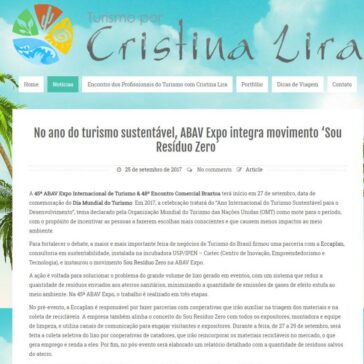 No ano do turismo sustentável, ABAV Expo integra movimento “Sou Resíduo Zero´ – Turismo por Cristina Lira