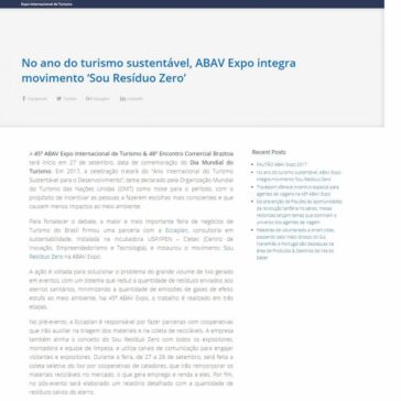 No ano do turismo sustentável, ABAV Expo integra movimento ‘Sou Resíduo Zero’ – ABAV