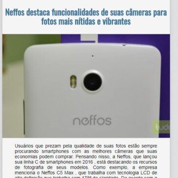 Neffos destaca funcionalidades de suas câmeras para fotos mais nítidas e vibrantes – EexpoNews