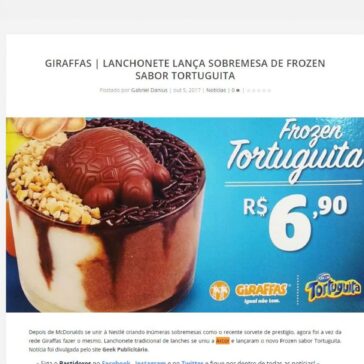 GIRAFFAS | LANCHONETE LANÇA SOBREMESA DE FROZEN SABOR TORTUGUITA – Nos Bastidores