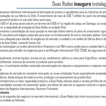 Duas Rodas Inauguram instalações no Chile – IT Ingredientes e Tecnologias