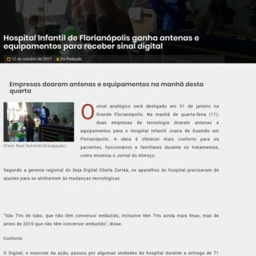 Hospital Infantil de Florianópolis ganha antenas e equipamentos para receber sinal digital – Notta