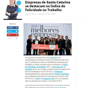 Empresas de Santa Catarina se destacam no Índice de Felicidade no Trabalho – Diário Catarinense (On-line)