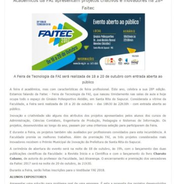 Acadêmicos da FAI apresentam projetos criativos e inovadores na 28ª Faitec – Fai