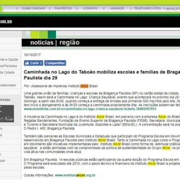 Caminhada no Lago do Taboão mobiliza escolas e famílias de Bragança Paulista dia 29 – Atibaia