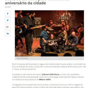 Braço do Norte recebe Rock”n Camerata nesta sexta-feira para comemorar aniversário da cidade – Sul In Foco