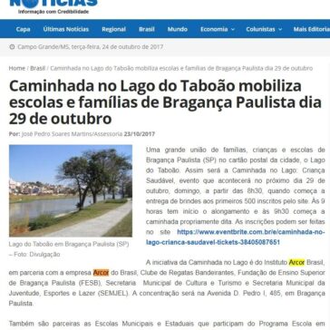 Caminhada no Lago do Taboão mobiliza escolas e famílias de Bragança Paulista dia 29 de outubro – Campo Grande Notícias