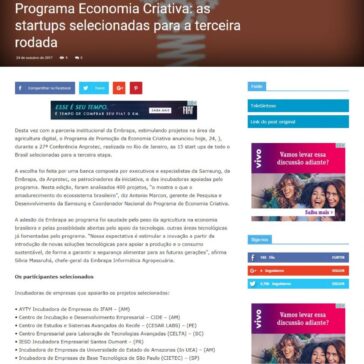Programa Economia Criativa: as startups selecionadas para a terceira rodada – Notícias do Dia