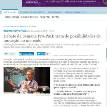 Debate da Semana Pró-PME trata de possibilidades de inovação no mercado – O Estado de S. Paulo (Online)