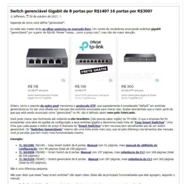 Switch gerenciável Gigabit de 8 portas por R$140? 16 portas por R$300? – Quick Talk
