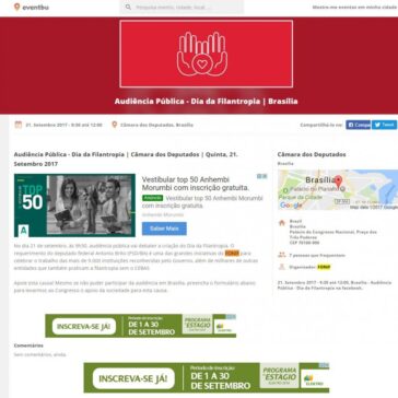 Audiência Pública – Dia da Filantropia | Câmara dos Deputados | Quinta, 21. Setembro 2017 – Eventbu