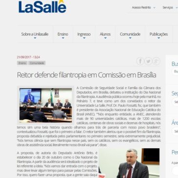 Reitor defende filantropia em Comissão em Brasília – Universidade La Salle