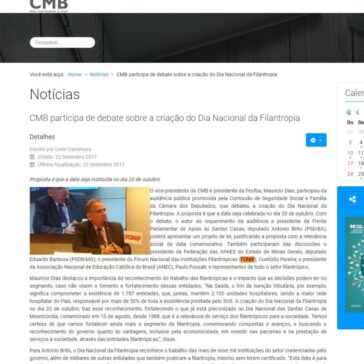 CMB participa de debate sobre a criação do Dia Nacional da Filantropia – CMB