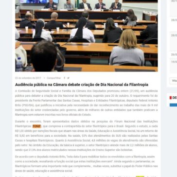 Audiência pública na Câmara debate criação de Dia Nacional da Filantropia – Federassantas