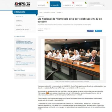 Dia Nacional da Filantropia deve ser celebrado em 20 de outubro – Sinepe