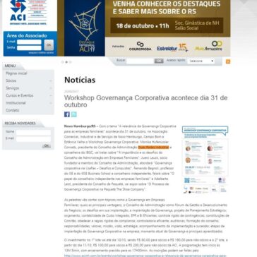 Workshop Governança Corporativa acontece dia 31 de outubro – ACI