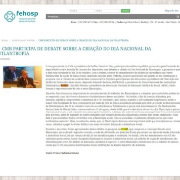 CMB PARTICIPA DE DEBATE SOBRE A CRIAÇÃO DO DIA NACIONAL DA FILANTROPIA – Fehosp