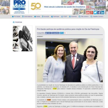 Pró-Saúde participa de audiência pública para criação do Dia da Filantropia – Pró Saúde