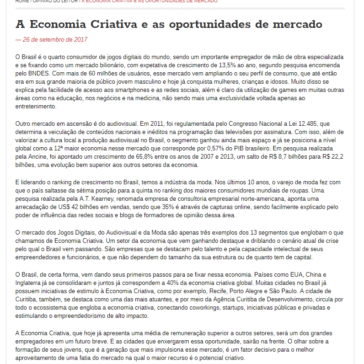 A Economia Criativa e as oportunidades de mercado