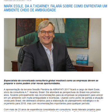MARK ESSLE, DA A.T.KEARNEY, FALARÁ SOBRE COMO ENFRENTAR UM AMBIENTE CHEIO DE AMBIGUIDADE