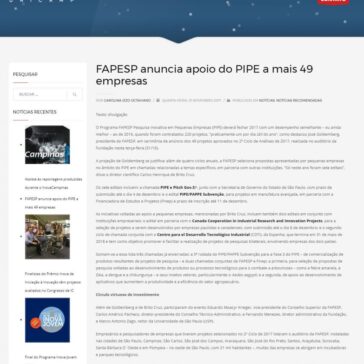 FAPESP anuncia apoio do PIPE a mais 49 empresas – INOVA Unicamp
