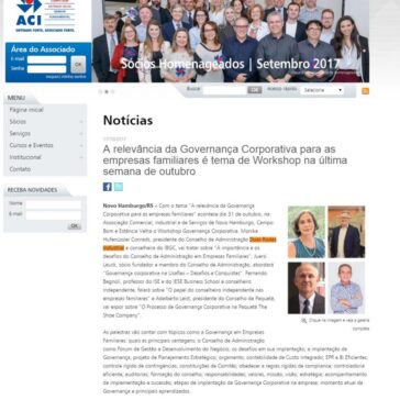 A relevância da Governança Corporativa para as empresas familiares é tema de Workshop na última semana de outubro – ACI