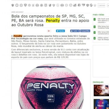 Bola dos campeonatos de SP, MG, SC, PE, BA será rosa. Penalty entra no apoio ao Outubro Rosa – Guia do Boleiro